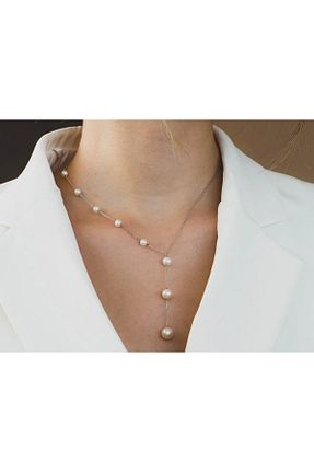 گردنبند طلا سفید زنانه 14 عیار Safir Kuyumculuk - کد 6347211
