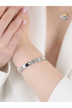 دستبند استیل (فولاد) طوسی زنانه استیل (فولاد) Pearlina - کد 894887440