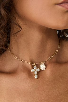 گردنبند جواهر صورتی زنانه برنجی Stradivarius - کد 894880211