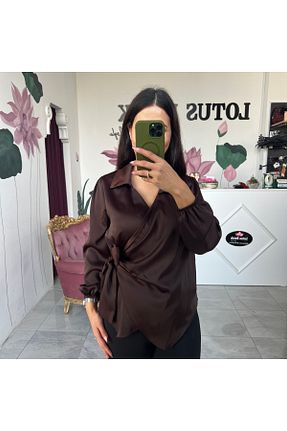 بلوز قهوه ای زنانه دو سینه ModaLotus - کد 894839344