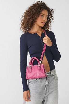 کیف دوشی صورتی زنانه پلی اورتان Stradivarius - کد 894875648