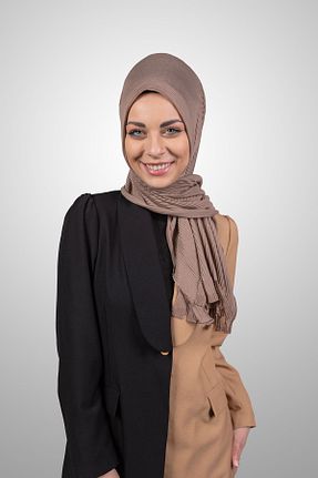 شال قهوه ای زنانه پنبه ای Şalcenneti.com - کد 894859149
