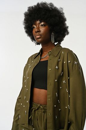 پیراهن خاکی زنانه اورسایز Orfeo Negro - کد 894869723