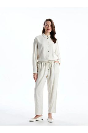 شلوار بژ زنانه مخلوط کتان LC Waikiki - کد 894973498