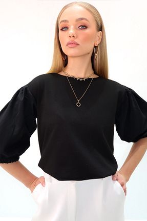 بلوز مشکی زنانه ساده Trend Alaçatı Stili - کد 891517579