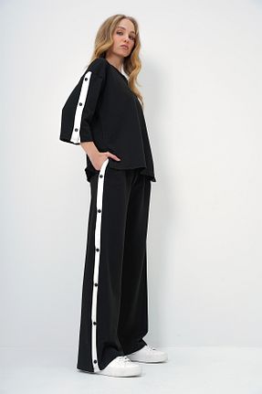 ست گرمکن مشکی زنانه پاچه گشاد Trend Alaçatı Stili - کد 891517731