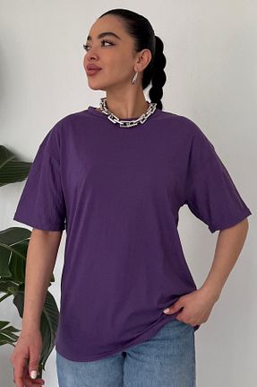 تیشرت بنفش زنانه کراپ MODAGEN - کد 890508292