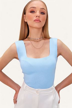 بلوز آبی زنانه ساده Trend Alaçatı Stili - کد 231069323