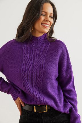 پلیور بنفش زنانه Saç Örgü Olalook - کد 894788278