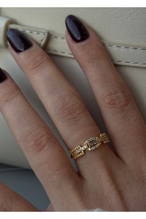 انگشتر جواهر طلائی زنانه پوشش لاکی KİLİGİSTANBUL - کد 890602716