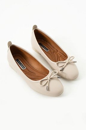 بابت بژ زنانه چرم مصنوعی Gökçe Shoes - کد 892666885