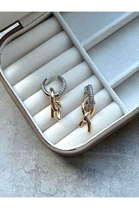 گوشواره جواهر طلائی زیرکن Serenity Atelier - کد 889552253