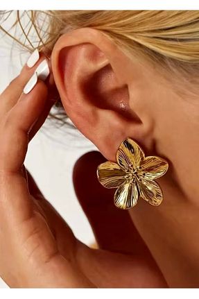 گوشواره جواهر طلائی برنجی takıtarzım - کد 892704794