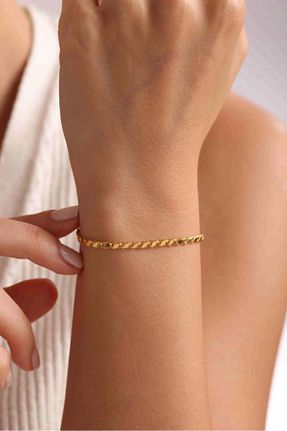 دستبند طلا زرد زنانه 14 عیار Tufanlar Kuyumculuk - کد 842206758