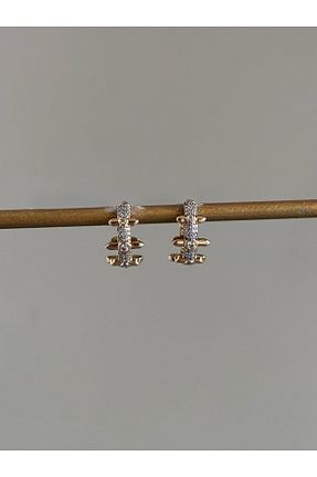 گوشواره جواهر طلائی زیرکن Serenity Atelier - کد 890299032