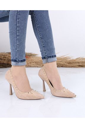 کفش پاشنه بلند کلاسیک بژ زنانه چرم خالص Milano - کد 892779735