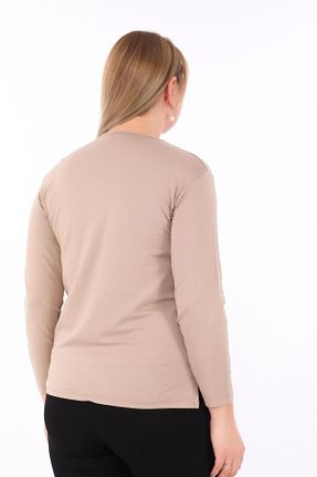 بلوز سایز بزرگ بژ زنانه گشاد ÖZNUR GÖZÜBEK - کد 894160847