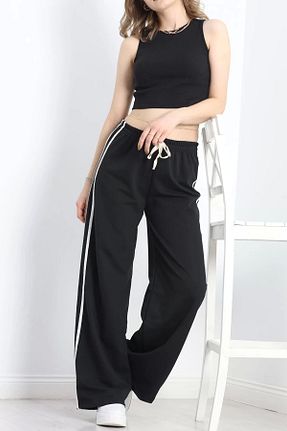 شلوار کرمگن مشکی زنانه پاچه گشاد GIRONDA - کد 893533717
