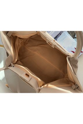 کیف دوشی بژ زنانه چرم مصنوعی mèche atelier since 2024 - کد 892882019