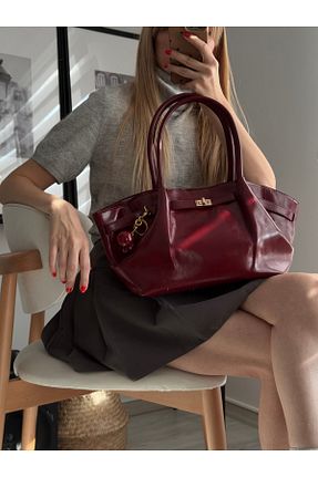کیف دوشی زرشکی زنانه چرم مصنوعی mèche atelier since 2024 - کد 892881897