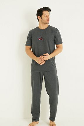 ست لباس راحتی طوسی مردانه ساده Siyah İnci - کد 892886658
