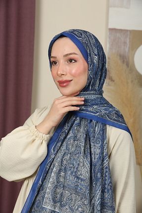 شال آبی زنانه پنبه ای aldyoo - کد 892950982