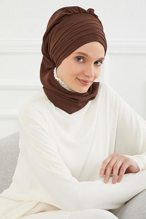 شال قهوه ای زنانه شیفون Aisha