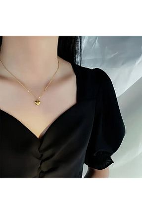 گردنبند استیل ( فولاد ) طلائی زنانه استیل ضد زنگ FM - کد 893050453