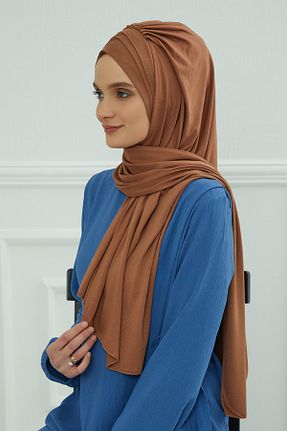 شال قهوه ای زنانه پنبه ای Aisha