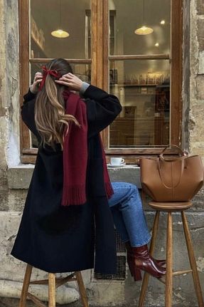 شال گردن زرشکی زنانه پشمی keisy - کد 893062578