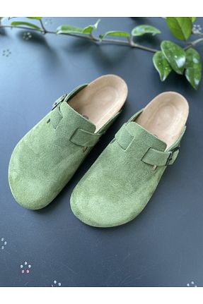 دمپائی خاکی زنانه چرم خالص Land of Cork - کد 376394139