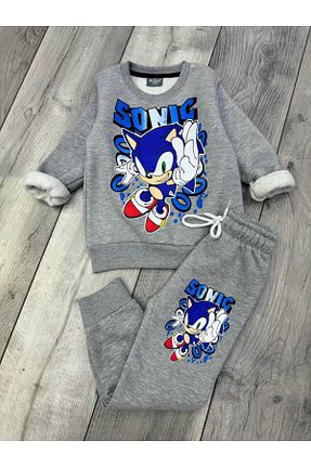ست بالاتنه و پائین تنه طوسی بچه گانه بافتنی Sonic - کد 860192244