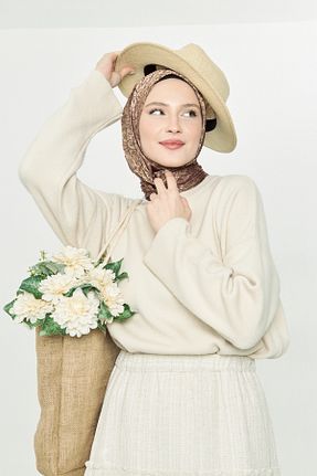 شال قهوه ای زنانه ویسکون Scarf - کد 893123061