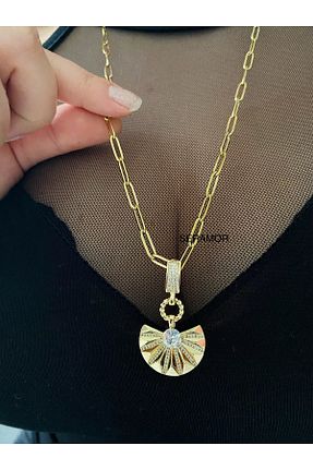 گردنبند استیل ( فولاد ) زرد زنانه استیل (فولاد) SERAMOR - کد 893130321