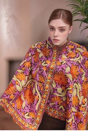 شال قهوه ای زنانه ابریشم onliecraft - کد 893126669