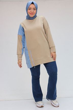 تونیک سایز بزرگ قهوه ای زنانه بافتنی Eslina - کد 893177306
