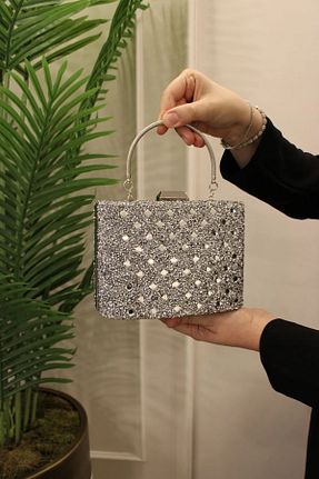کیف مجلسی طوسی زنانه فلزی Mimoza - کد 893184174