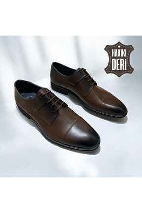 کفش کلاسیک قهوه ای مردانه چرم خالص Sevgi Kundura - کد 893200018