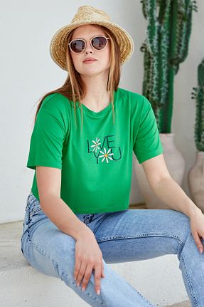 تیشرت سبز زنانه رگولار Sementa - کد 820517987