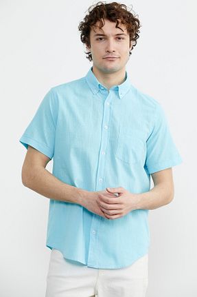 پیراهن فیروزه ای مردانه رگولار Sam - کد 820517721