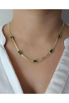 گردنبند استیل ( فولاد ) زرد زنانه استیل ضد زنگ shop - کد 882314801