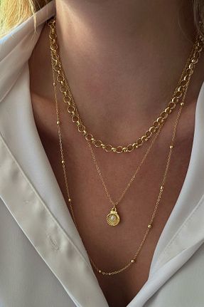 گردنبند جواهر طلائی زنانه Trendy Butik - کد 876759329