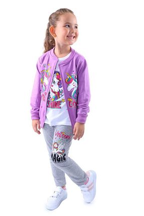 ست بالاتنه و پائین تنه بنفش بچه گانه بافت öykümgaleria - کد 896418759