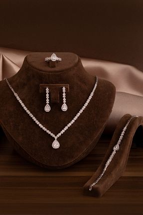 ست نقره طوسی زنانه زیرکن OSMANLI GÜMÜŞ - کد 893317222