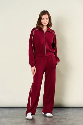 ست گرمکن زرشکی زنانه پنبه پلی استر SEVİLEN - کد 881653229