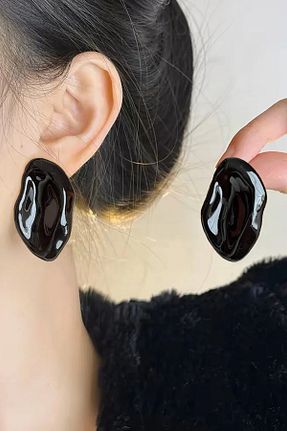 گوشواره جواهر مشکی فلزی Glaren - کد 893328590