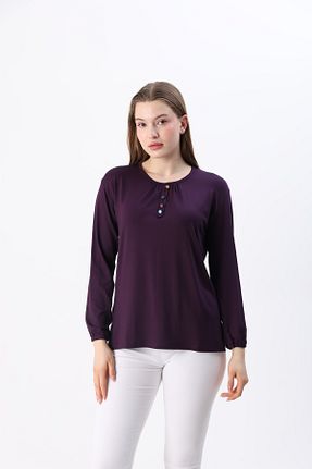 بلوز بنفش زنانه ساده ziend fashion - کد 811373302