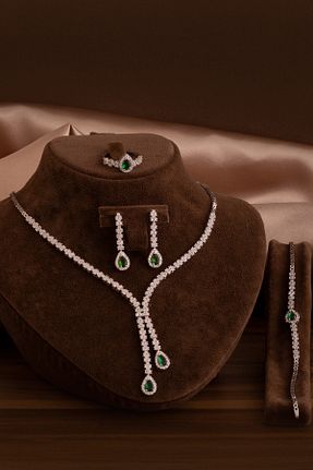 ست نقره طوسی زنانه زیرکن OSMANLI GÜMÜŞ - کد 893322586