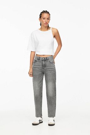 شلوار جین طوسی زنانه پاچه لوله تفنگی Pull & Bear - کد 893350261
