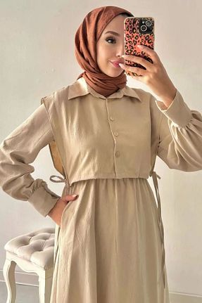 لباس حجاب بژ زنانه کلوش Tesettür Diyarı - کد 857295829